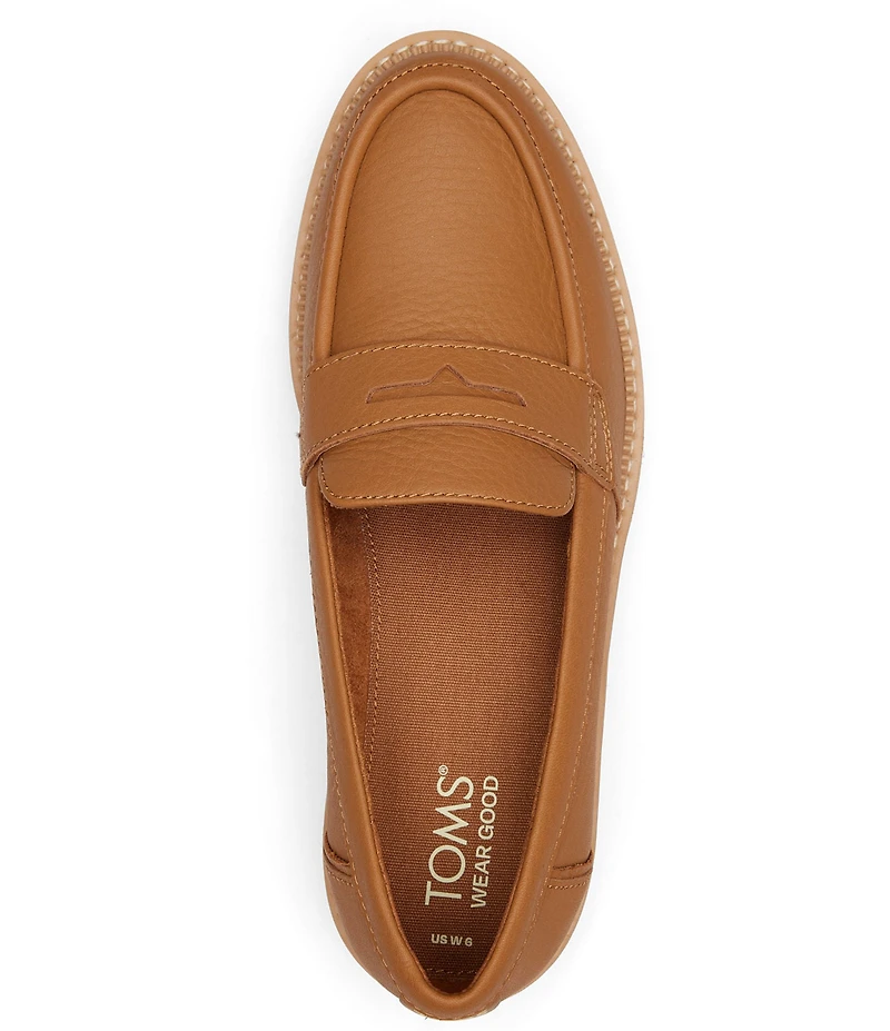 TOMS Cara Leather Lug Sole Penny Loafers