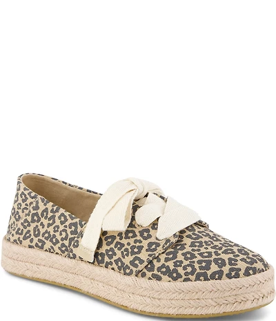 TOMS Carolina Leopard Print Espadrille Lace Up Sneakers