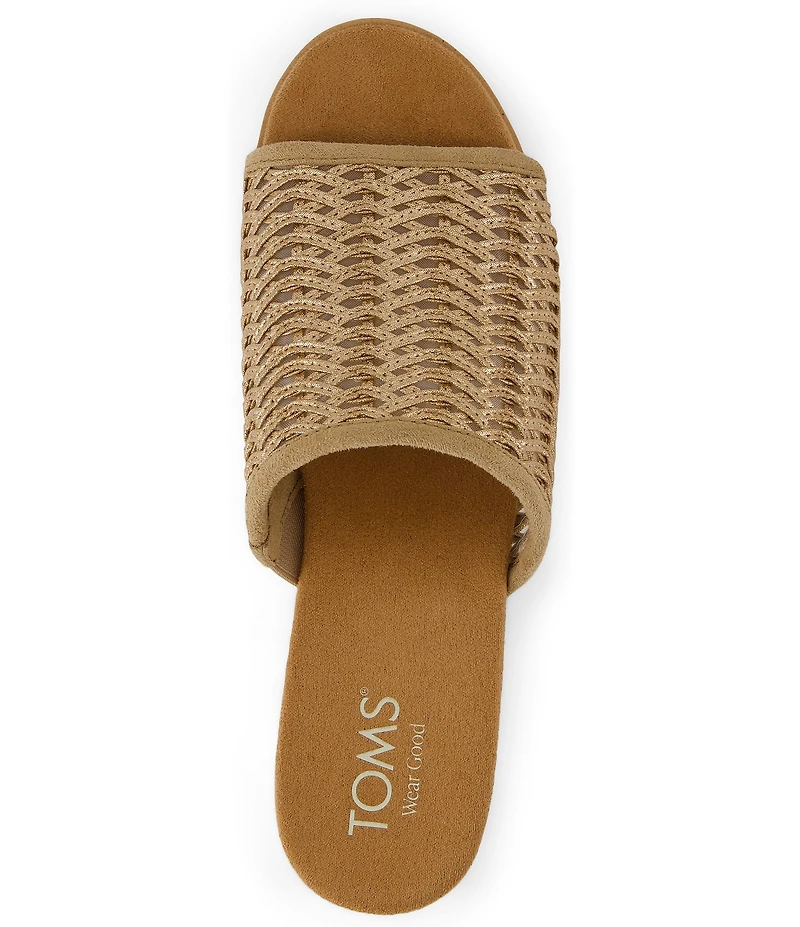 TOMS Diana Basketweave Platform Espadrille Wedge Slide Sandals