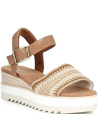TOMS Diana Crochet and Suede Espadrille Platform Wedge Sandals