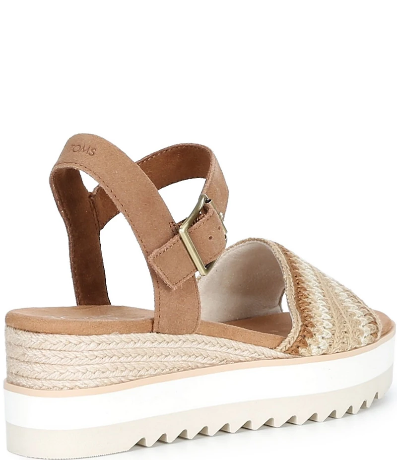 TOMS Diana Crochet and Suede Espadrille Platform Wedge Sandals