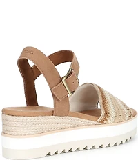 TOMS Diana Crochet and Suede Espadrille Platform Wedge Sandals