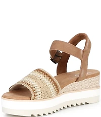 TOMS Diana Crochet and Suede Espadrille Platform Wedge Sandals