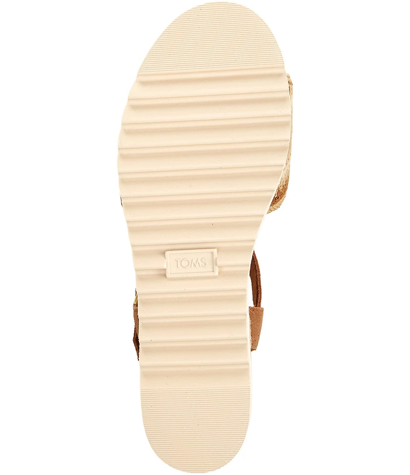 TOMS Diana Crochet and Suede Espadrille Platform Wedge Sandals