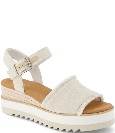 TOMS Diana Denim Fray Espadrille Wedge Platform Sandals