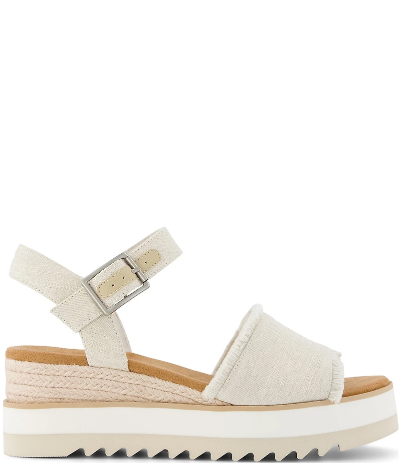 TOMS Diana Denim Fray Espadrille Wedge Platform Sandals