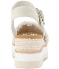 TOMS Diana Denim Fray Espadrille Wedge Platform Sandals