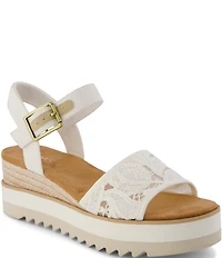 TOMS Diana Floral Crochet Espadrille Platform Wedge Sandals