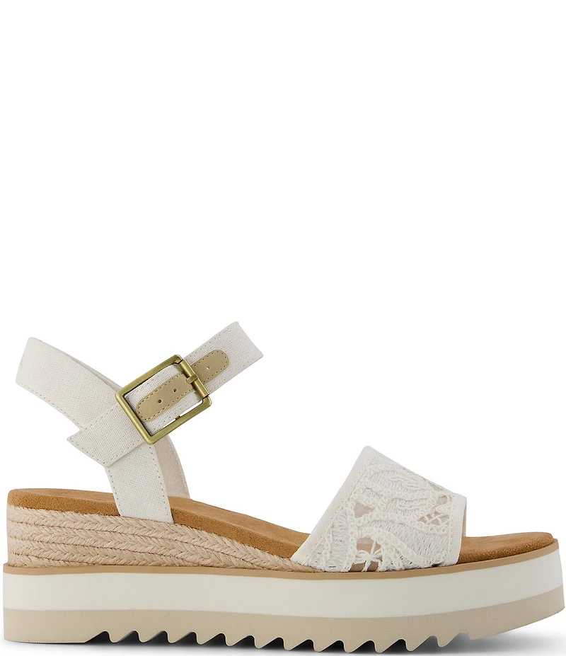 TOMS Diana Floral Crochet Espadrille Platform Wedge Sandals