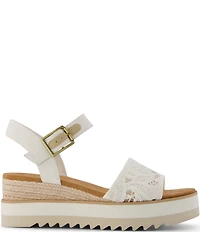TOMS Diana Floral Crochet Espadrille Platform Wedge Sandals