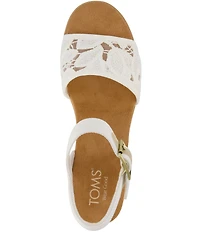 TOMS Diana Floral Crochet Espadrille Platform Wedge Sandals