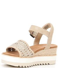 TOMS Diana Leather Basket Weave Platform Wedge Espadrille Sandals