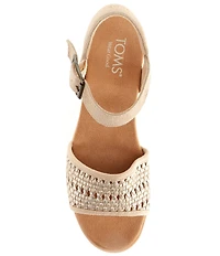 TOMS Diana Leather Basket Weave Platform Wedge Espadrille Sandals