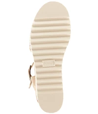 TOMS Diana Leather Basket Weave Platform Wedge Espadrille Sandals