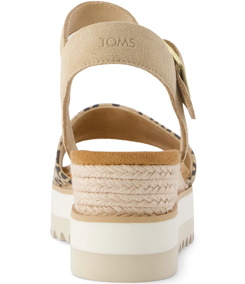 TOMS Diana Leopard Print Espadrille Wedge Platform Sandals