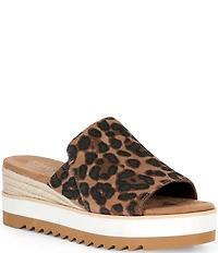 TOMS Diana Leopard Print Suede Platform Espadrille Wedge Sandals
