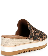 TOMS Diana Leopard Print Suede Platform Espadrille Wedge Sandals