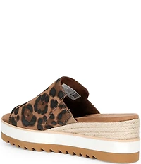 TOMS Diana Leopard Print Suede Platform Espadrille Wedge Sandals
