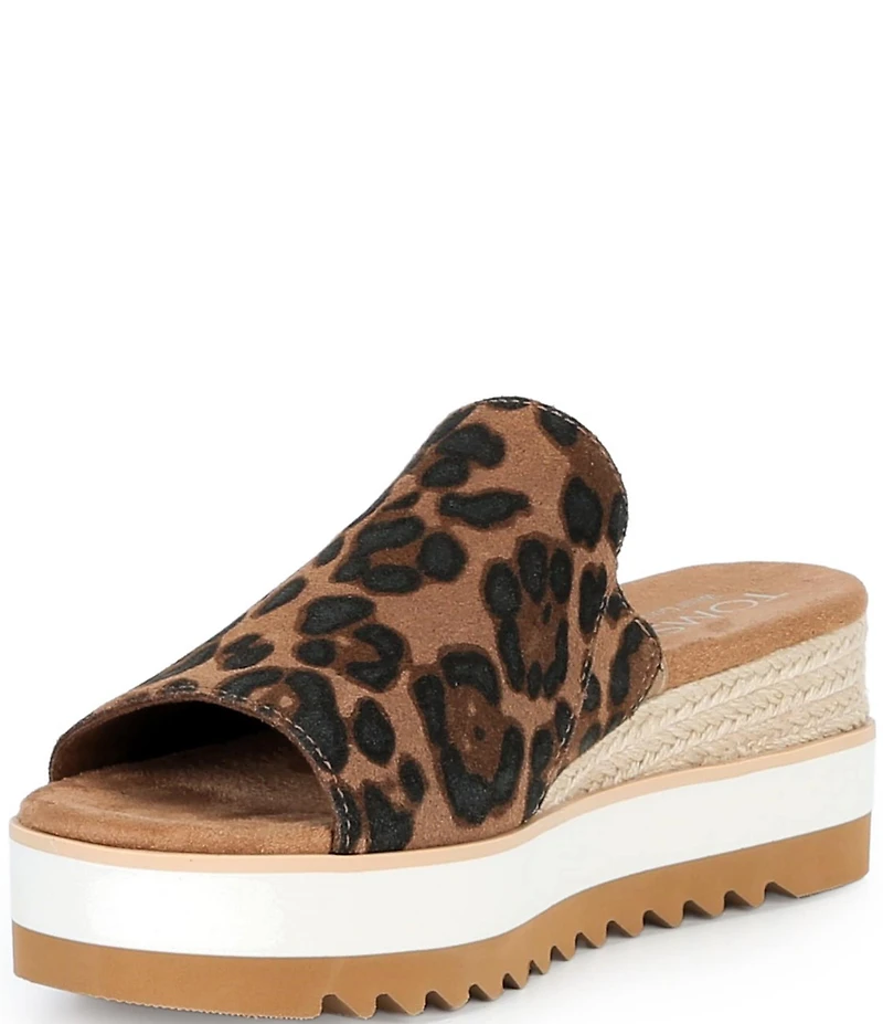 TOMS Diana Leopard Print Suede Platform Espadrille Wedge Sandals