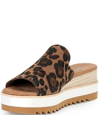 TOMS Diana Leopard Print Suede Platform Espadrille Wedge Sandals