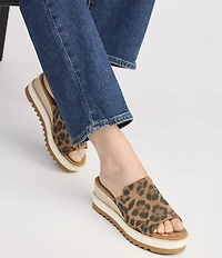 TOMS Diana Leopard Print Suede Platform Espadrille Wedge Sandals