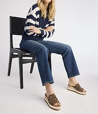TOMS Diana Leopard Print Suede Platform Espadrille Wedge Sandals