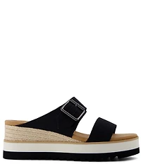 TOMS Diana Mule Buckle Fabric Platform Wedge Slide Sandals