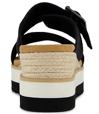 TOMS Diana Mule Buckle Fabric Platform Wedge Slide Sandals