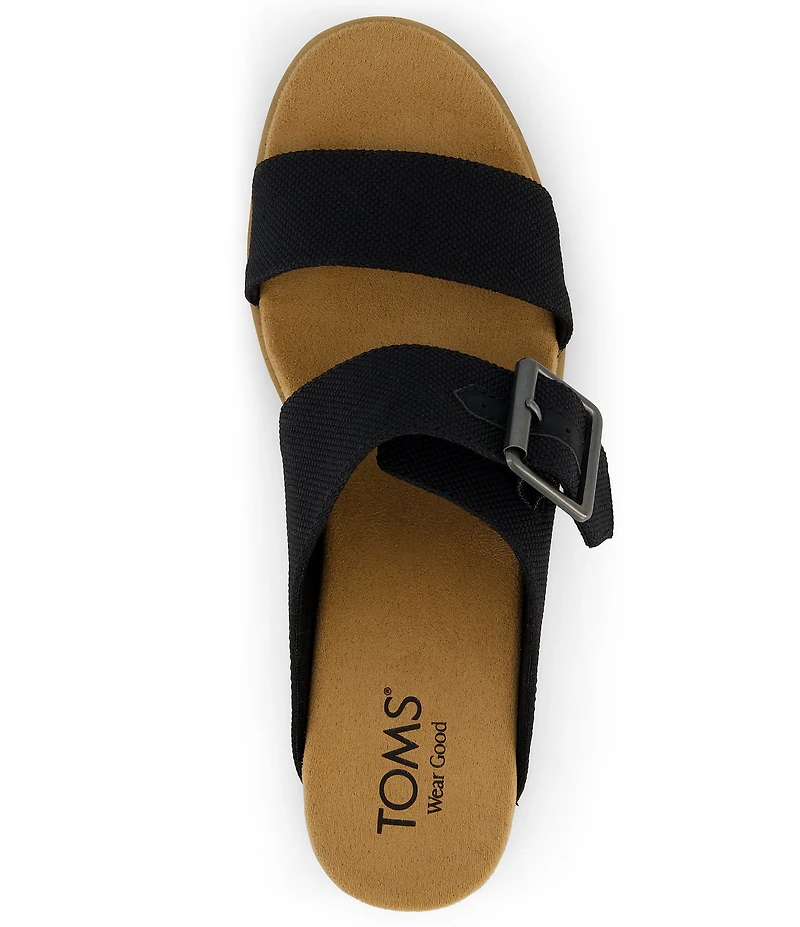 TOMS Diana Mule Buckle Fabric Platform Wedge Slide Sandals