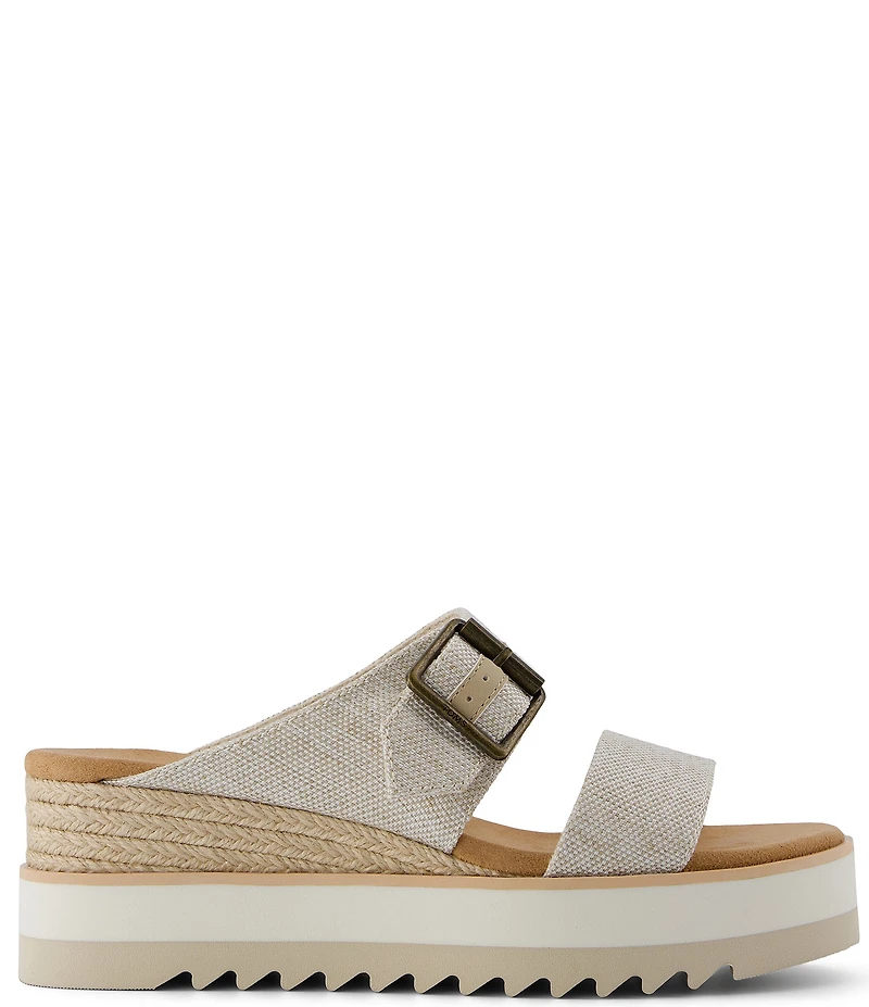 TOMS Diana Mule Buckle Fabric Platform Wedge Slide Sandals