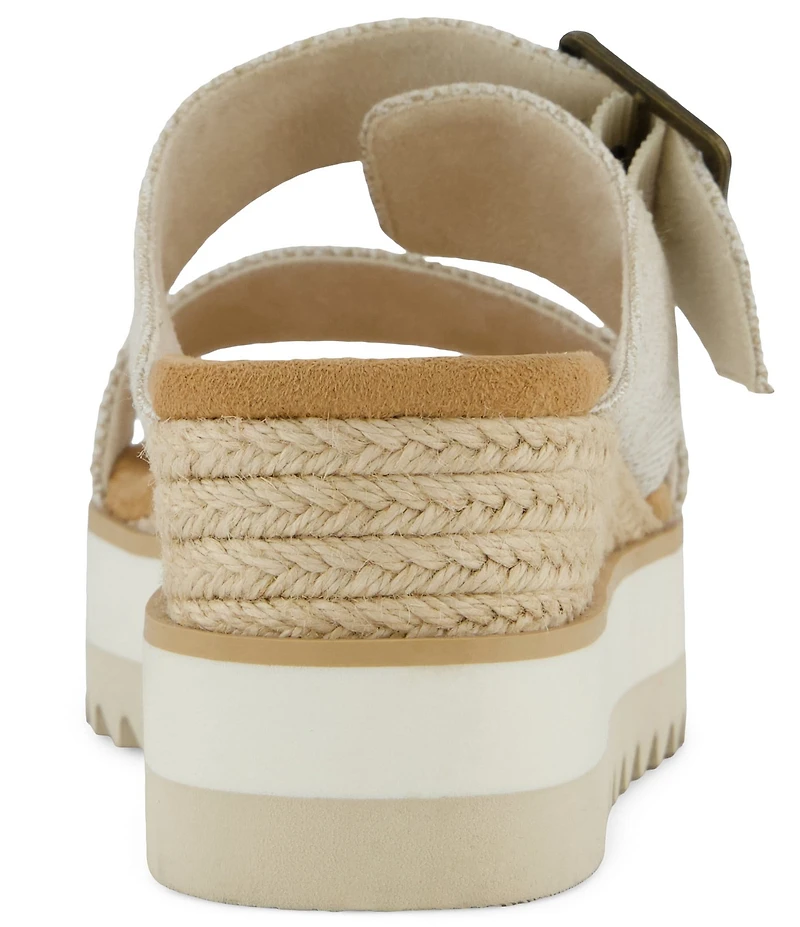 TOMS Diana Mule Buckle Fabric Platform Wedge Slide Sandals