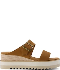 TOMS Diana Mule Buckle Leather Platform Espadrille Wedge Slide Sandals