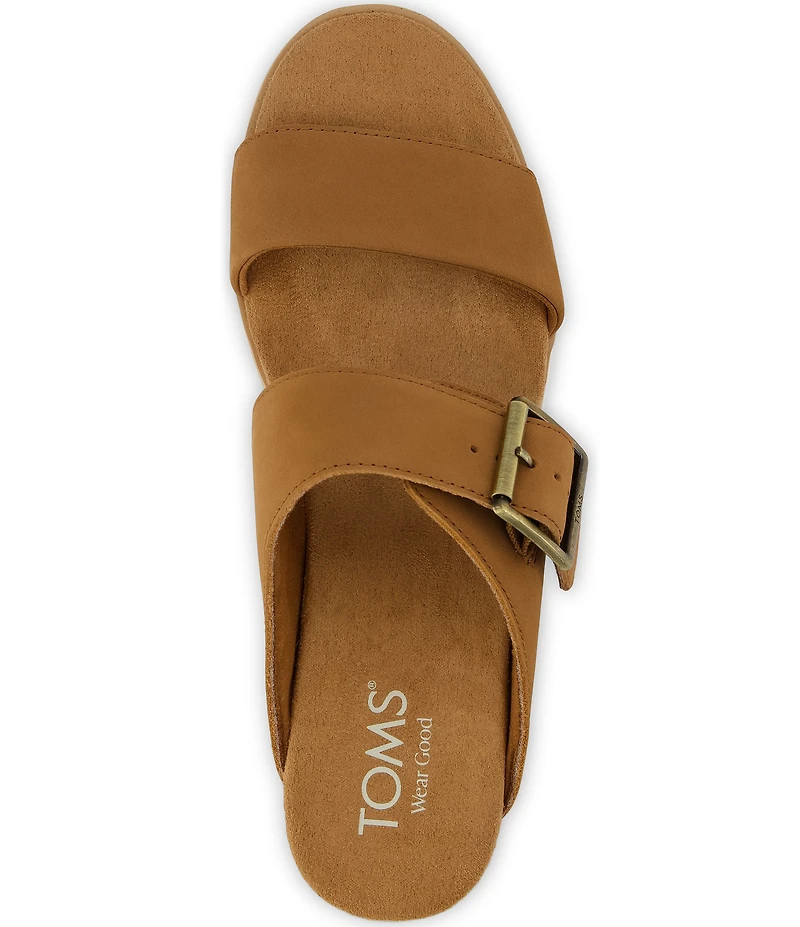 TOMS Diana Mule Buckle Leather Platform Espadrille Wedge Slide Sandals
