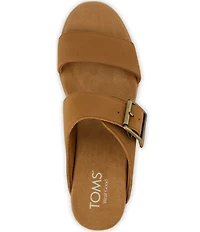 TOMS Diana Mule Buckle Leather Platform Espadrille Wedge Slide Sandals