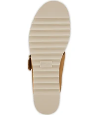 TOMS Diana Mule Buckle Leather Platform Espadrille Wedge Slide Sandals