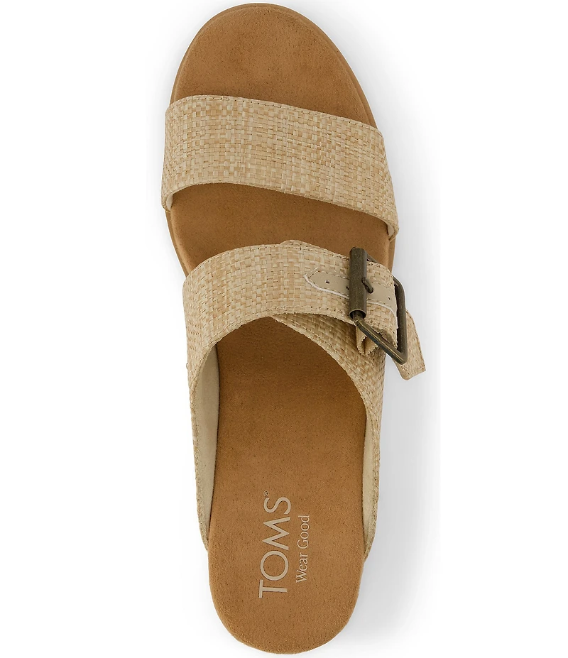 TOMS Diana Mule Buckle Raffia Platform Espadrille Wedge Slide Sandals