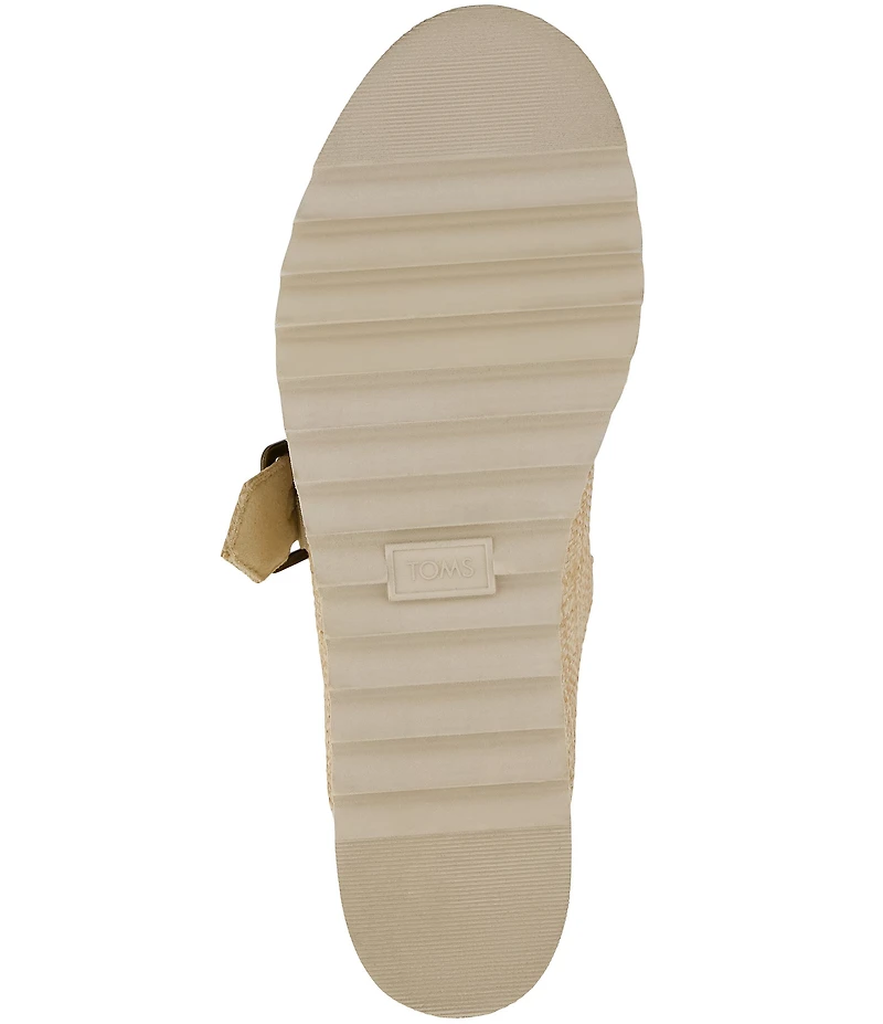 TOMS Diana Mule Buckle Raffia Platform Espadrille Wedge Slide Sandals