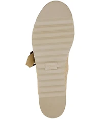 TOMS Diana Mule Buckle Raffia Platform Espadrille Wedge Slide Sandals