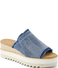 TOMS Diana Mule Denim Platform Wedge Slides