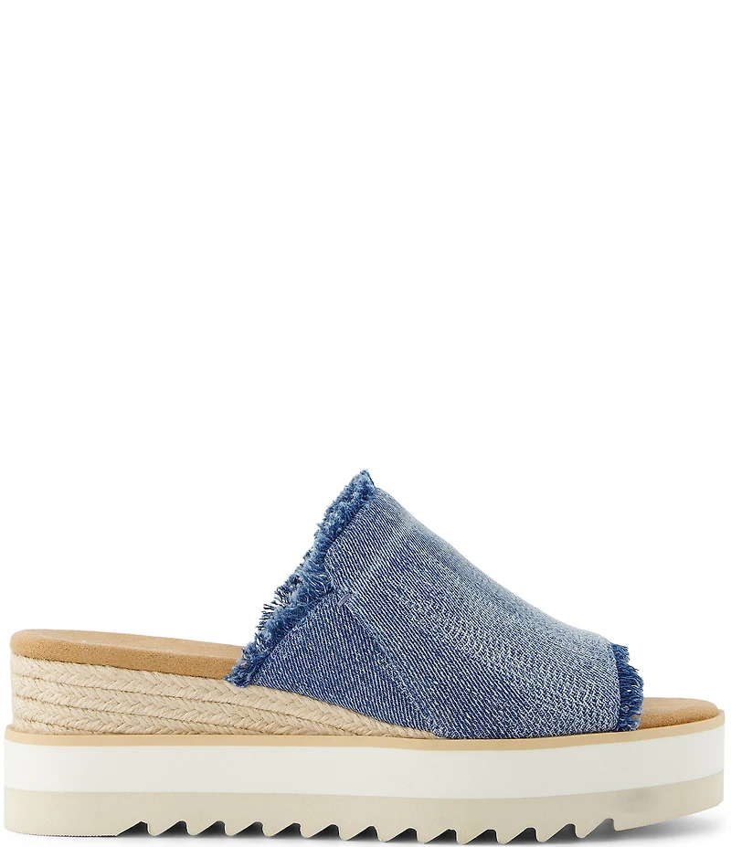 TOMS Diana Mule Denim Platform Wedge Slides