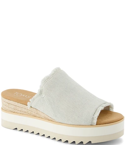 TOMS Diana Mule Denim Platform Wedge Slides