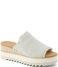 TOMS Diana Mule Denim Platform Wedge Slides