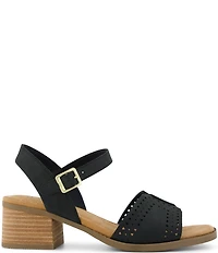 TOMS Eloise Perforated Nubuck Suede Block Heel Sandals