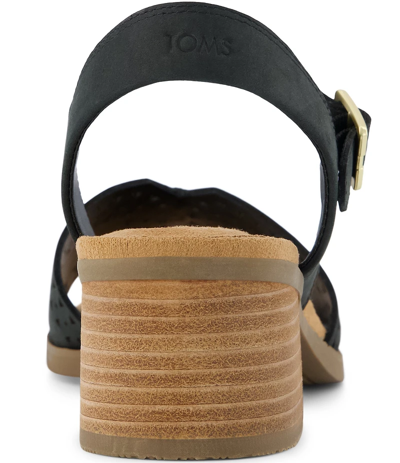 TOMS Eloise Perforated Nubuck Suede Block Heel Sandals