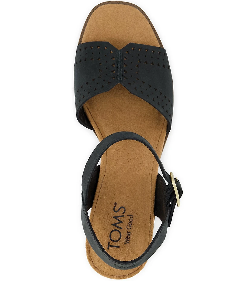 TOMS Eloise Perforated Nubuck Suede Block Heel Sandals