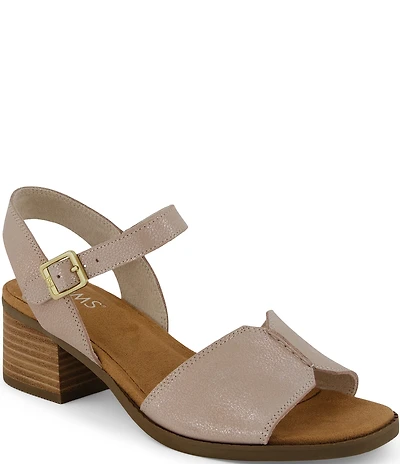 TOMS Eloise Shimmer Suede Block Heel Sandals