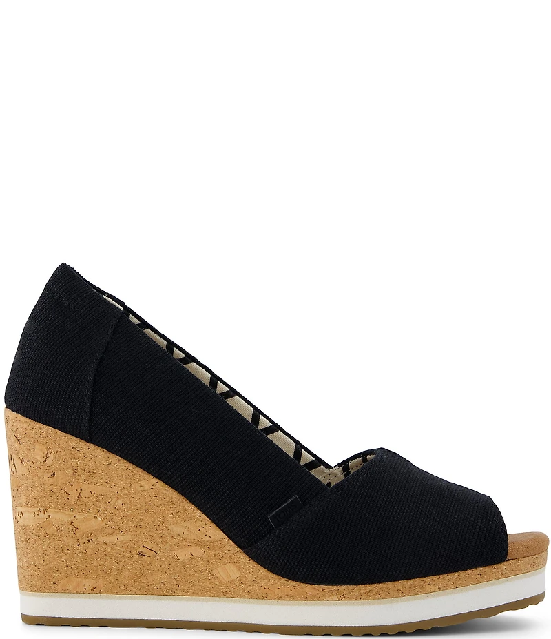 TOMS Essential Canvas Peep Toe Wedge Pumps