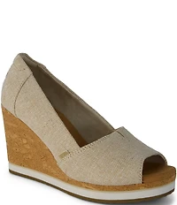 TOMS Essential Tonal Sparkle Peep Toe Wedge Pumps