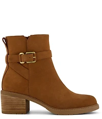 TOMS Hailey Suede Buckle Hardware Block Heel Booties