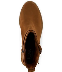 TOMS Hailey Suede Buckle Hardware Block Heel Booties